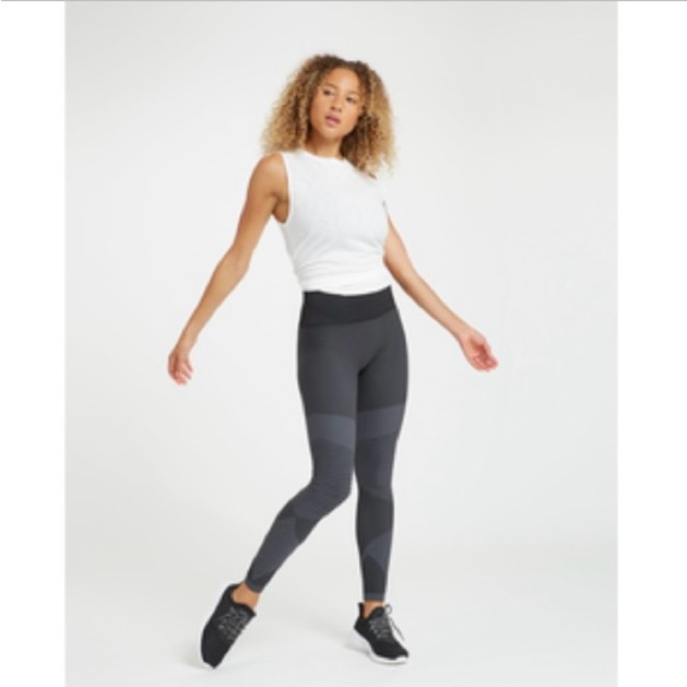 Very black - SPANX Look at Me Now Seamless Moto Leggings size SMALL Almost new!!